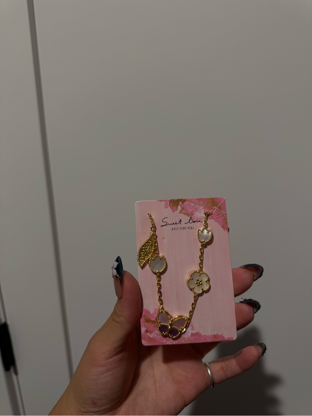 Sweet Love Gold-Tone Floral & Heart Necklace with Cream Enamel Accents